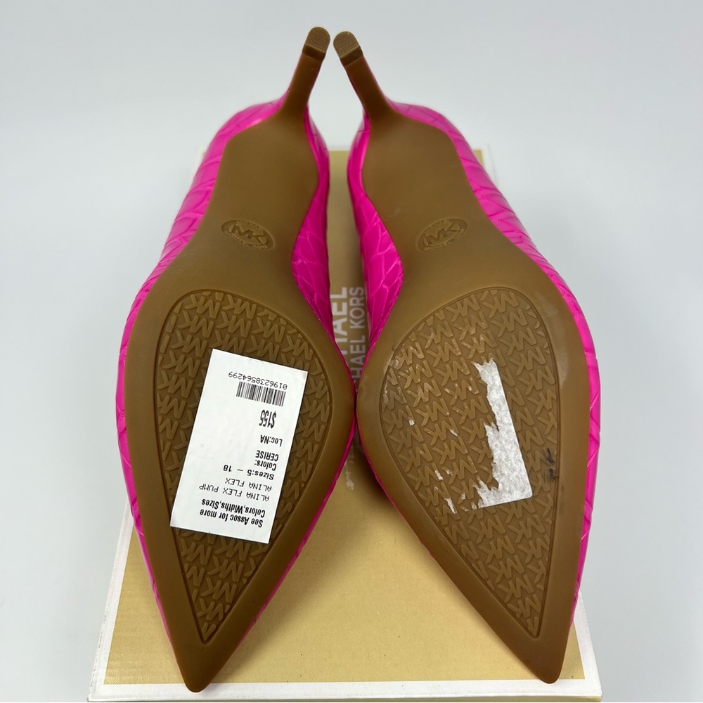 Michael Kors Pink Croc-Embossed Heels - Picture 9 of 11